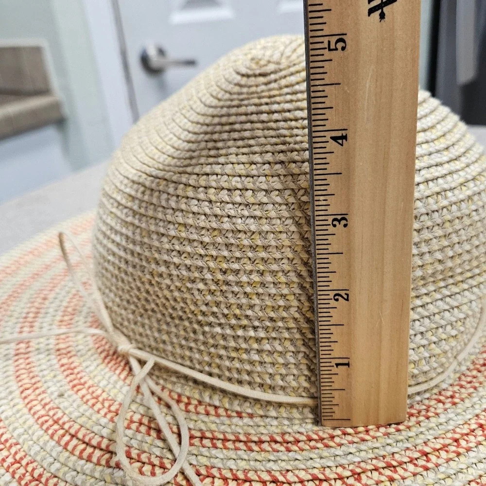 Sunday Afternoons Sun Hat Womens‎ OS Tan Orange Striped Wide Brim UPF 50+ Beach